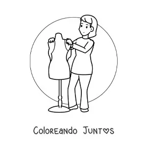 Imagen para colorear de mujer modista con un maniquí