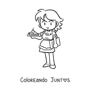 Imagen para colorear de mesera de una cafetería