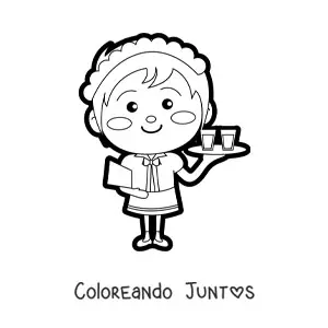 Imagen para colorear de camarera kawaii