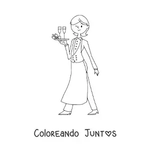 Imagen para colorear de mujer con oficio de camarera