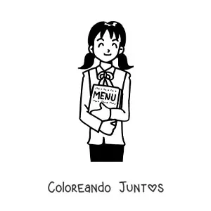 Imagen para colorear de mesera de un restaurante