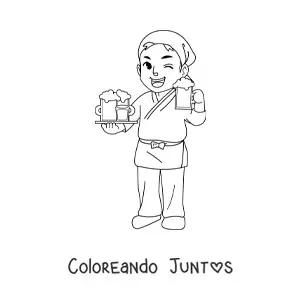 Imagen para colorear de mesero de un bar animado