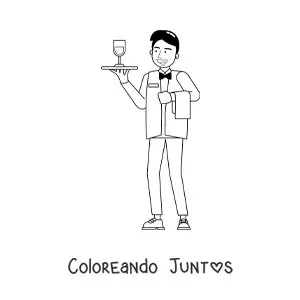 Imagen para colorear de hombre con oficio de mesero