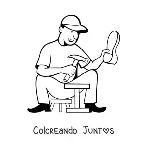 Imagen para colorear de zapatero remendón trabajando