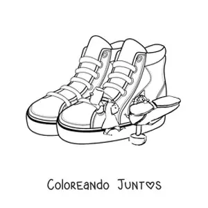 Imagen para colorear de duendes zapateros con un par de zapatos