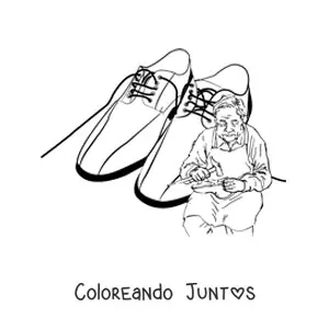 Imagen para colorear de zapatero realista con un par de zapatos