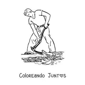 Imagen para colorear de jardinero trabajando en el jardín