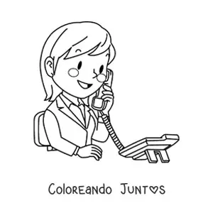 Imagen para colorear de trabajadora de telemarketing hablando por teléfono