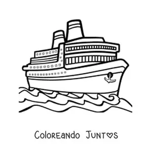 Imagen para colorear de un crucero en el mar con un ancla