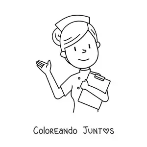 Imagen para colorear de enfermera animada fácil