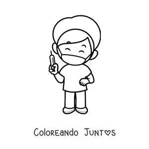 Imagen para colorear de enfermero animado con una jeringa