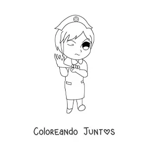 Imagen para colorear de enfermera animada con un guante
