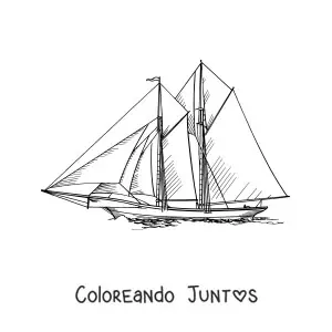 Imagen para colorear de un velero en el mar