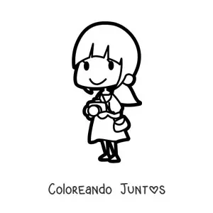Imagen para colorear de niña fotógrafa kawaii