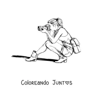 Imagen para colorear de chica fotógrafa realista