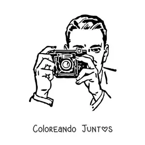 Imagen para colorear de hombre tomando una foto con una cámara fotográfica