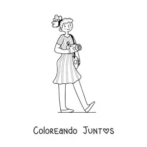 Imagen para colorear de fotógrafa animada