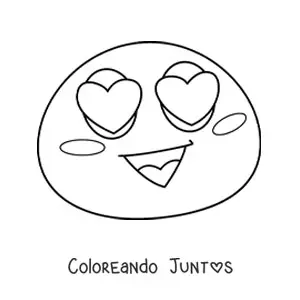 Imagen para colorear de emoji con ojos de corazones