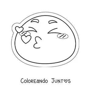 Imagen para colorear de emoji de besos con corazones