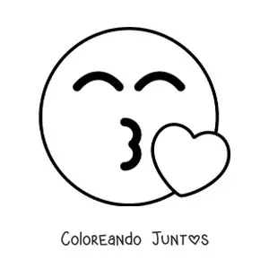 Imagen para colorear de emoji de un beso fácil