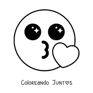 Imagen para colorear de emoji de un beso kawaii