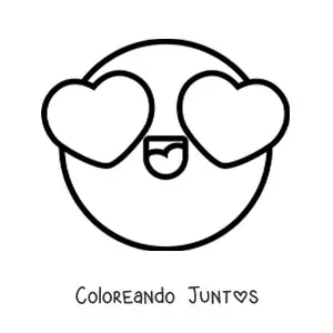 Imagen para colorear de emoji enamorado con ojos de corazón grande