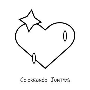 Imagen para colorear de emoji de corazón grande con brillos