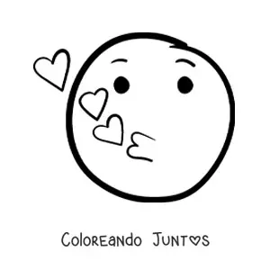 Imagen para colorear de emoji de carita soplando besos