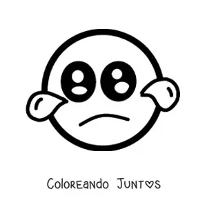 Imagen para colorear de emoji triste kawaii con lágrimas