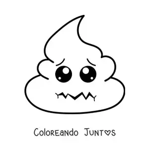 Imagen para colorear de emoji de caquita animada asustada