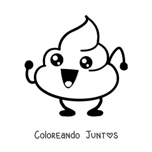 Imagen para colorear de emoji de caquita feliz animada bailando