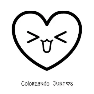 Imagen para colorear de emoji de corazón kawaii feliz