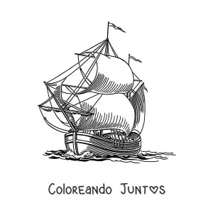 Imagen para colorear de un barco en el mar