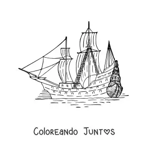 Imagen para colorear de un barco en el mar