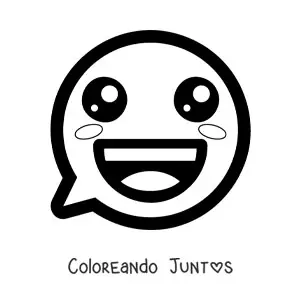 Imagen para colorear de emoji de carita feliz kawaii animada