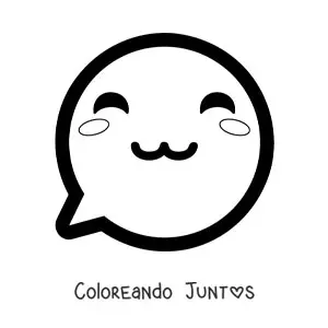 Imagen para colorear de emoji kawaii sonriendo