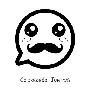 Imagen para colorear de emoji kawaii sonriendo con mostacho