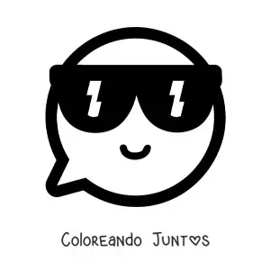Imagen para colorear de emoji kawaii sonriendo con lentes de sol