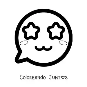 Imagen para colorear de emoji kawaii sonriendo con ojos de estrellas