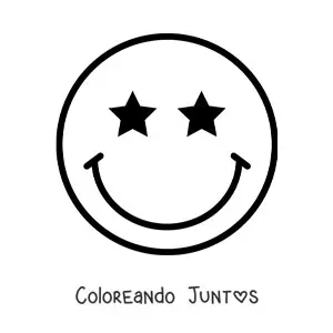Imagen para colorear de cara feliz grande con ojos de estrellas