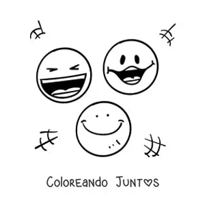 Imagen para colorear de emojis de caras felices