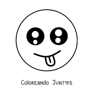 Imagen para colorear de emoticón de carita feliz kawaii