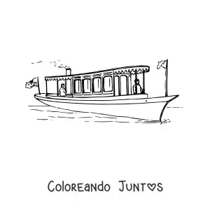 Imagen para colorear de un barco a vapor en el mar