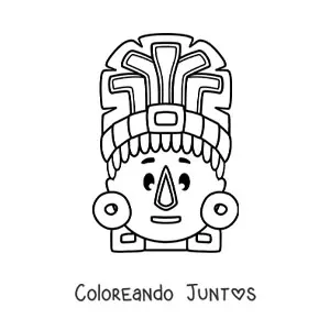 Imagen para colorear de máscara maya
