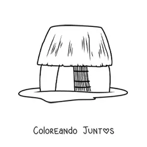 Imagen para colorear de choza de vivienda maya
