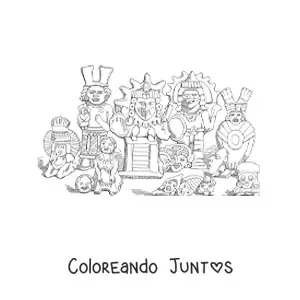 Imagen para colorear de figuras de arcilla aztecas