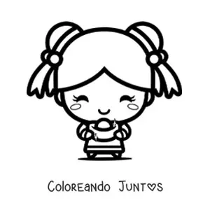 Imagen para colorear de niña china kawaii animada