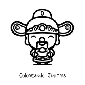 Imagen para colorear de chino kawaii animado