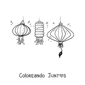 Imagen para colorear de linternas chinas
