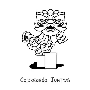 Imagen para colorear de dragón chino animado